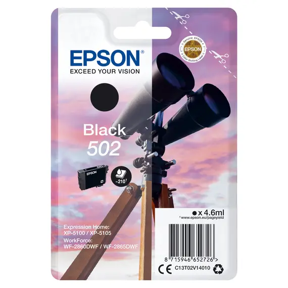 Tinteiro EPSON 502 Preto com Alarme RF para XP-51xx e WF-286xem | Loja BluePixel