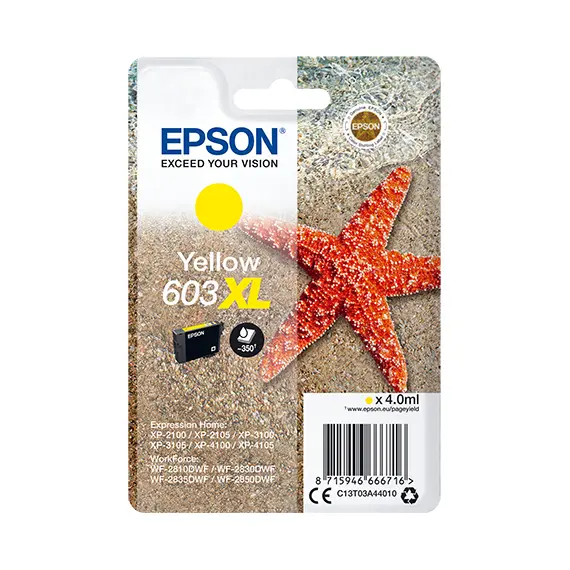 Tinteiro EPSON 603XL Yellow 1LB Singlepack - Alta Capacidade para Impressoras EPSON | bluepixel.pt