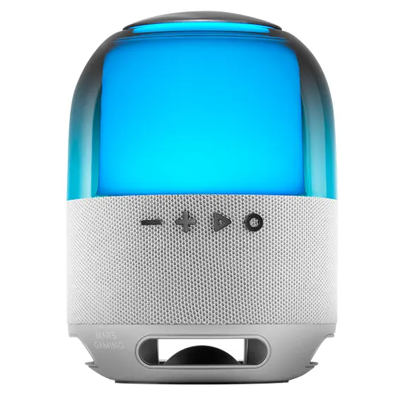 Altavoz Bluetooth MARS GAMING MS-FLOW 360 RGB 15W com DeepBass, Rádio FM, MicroSD e Bluetooth 5.3 em branco | Loja BluePixel