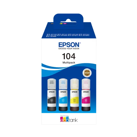 Epson 1LB 104 EcoTank 4-color Multipack - Impressão económica e de alta qualidade na BluePixel.pt