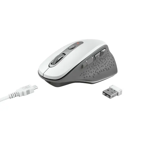 Rato sem fios TRUST OZAA RECHARGEABLE Branco - Alta Precisão e Bateria Recarregável | bluepixel.pt