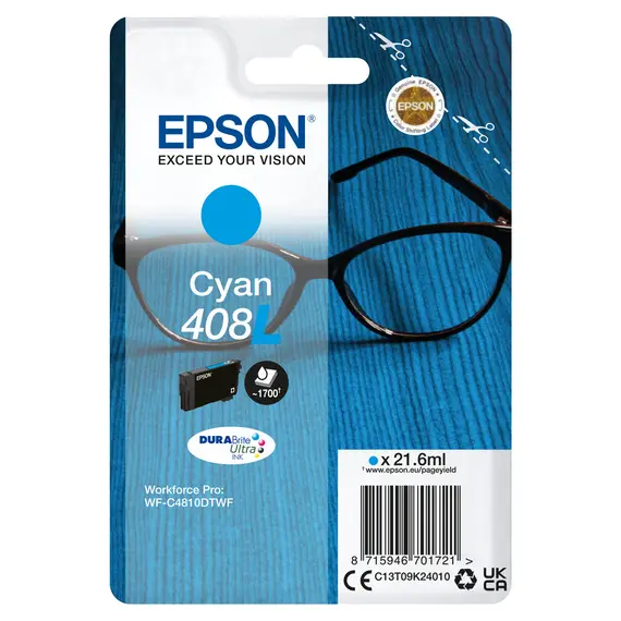 Tinta EPSON 6LB 408L Spectacles DURABrite Ultra Cyan | Impressão de Qualidade na bluepixel.pt