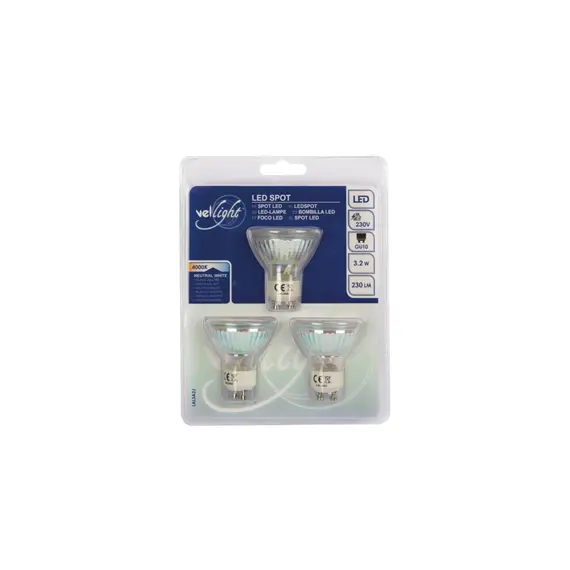 Lâmpada LED G10 Spot 3,2W Branco Frio (4000K) VELLEMAN Pack 3 - Iluminação eficiente e duradoura