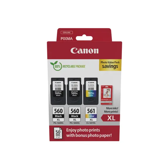 Cartuchos de Tinta CANON PG-560XL e CL-561XL para Impressoras Canon | bluepixel.pt