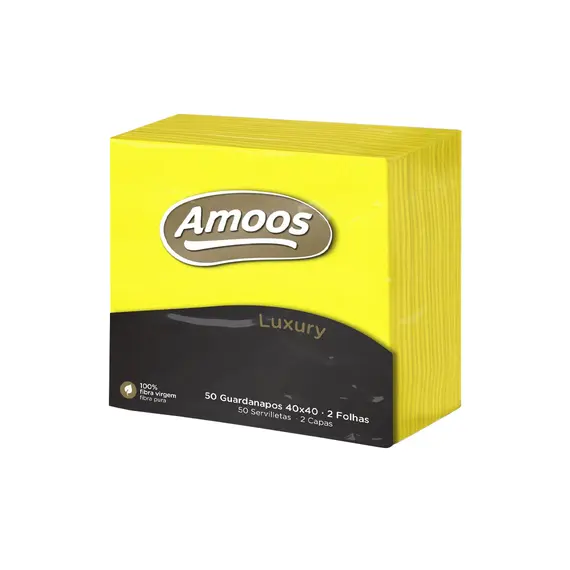 Guardanapos Amarelos Amoos Luxury 40x40 2 Folhas - Pack 50 unidades | Loja online bluepixel.pt