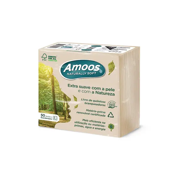 Guardanapos AMOOS 33x33 2Fls Cru Naturally Soft - Embalagem de 50 unidades | Loja online bluepixel.pt