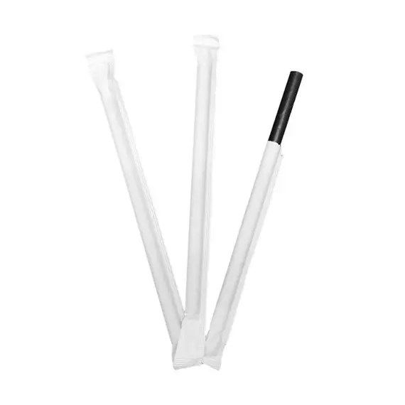 Palhinhas de Papel Preto 14cm x 8mm Embalagem Individual - 250un | Loja online bluepixel.pt