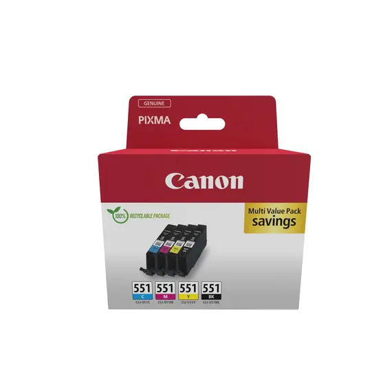 Cartucho de Tinta CANON CLI-551 Multi Cores - Compatível com Impressoras Canon | BluePixel.pt