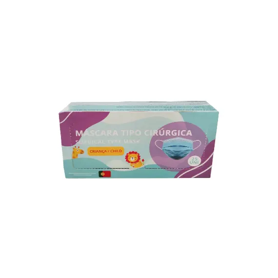 Máscara Descartável Criança 3 Camadas Cirúrgica Cx 25un - Proteção e Conforto para Crianças