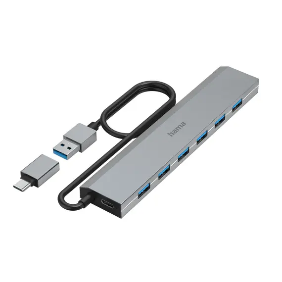 HAMA USB HUB 7 Portas USB 3.2 Gen 1 com Adaptador USB-C e PSU | Loja BluePixel