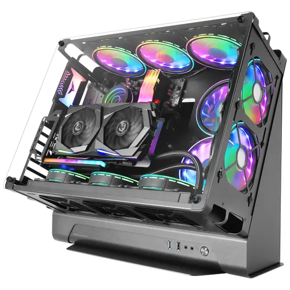 Gabinete MARS GAMING MCB XL PREMIUM ATX com vidro lateral e design de câmara dupla - Preto