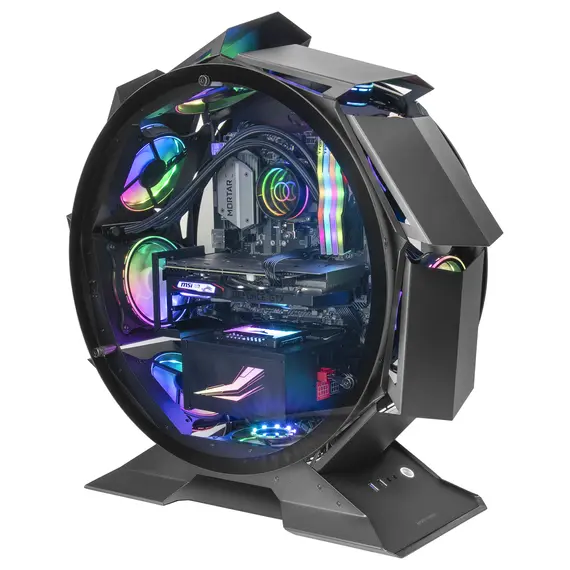Caixa MARS GAMING MCORB PREMIUM Micro-ATX com Vidro Duplo e Forma Arredondada - Preto