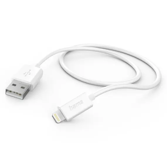 Cabo Lightning HAMA Data Cable 1.0M Branco - Carregamento e Dados para Dispositivos Apple