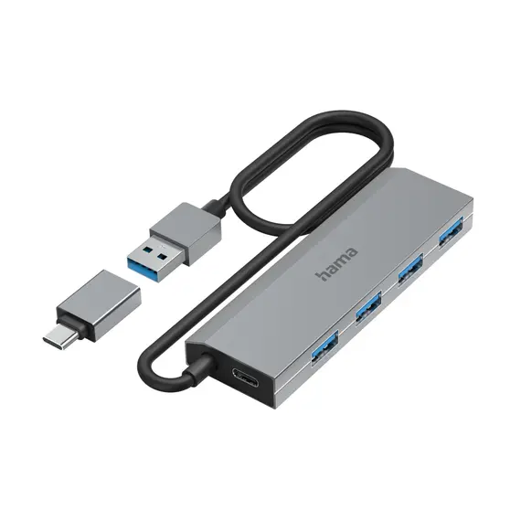 HAMA USB HUB 4 PORTS USB 3.2 GEN1 5GBIT/S + POWER | Loja online bluepixel.pt
