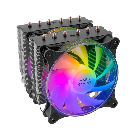 Cooler CPU MARS GAMING MCPU-XT Dual Tower com 2 Ventoinhas ARGB 12cm, 6 Heatpipes e 300W - Preto