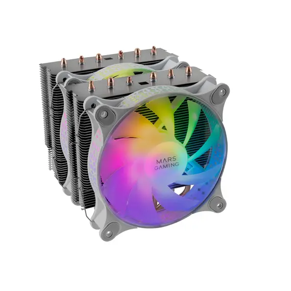 Cooler CPU MARS GAMING MCPU-XT Torre Dupla com 2 Ventoinhas ARGB 12cm, 6 Heatpipes e 300W - Branco