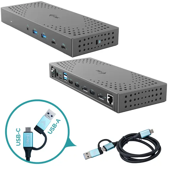 Estação de Ancoragem I-TEC USB 3.0 USB-C Thunderbolt 3x 4K com Power Delivery 100W - Loja BluePixel