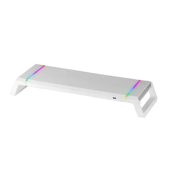Suporte para Monitor MARS GAMING MGS-ONE RGB Chroma com Porta USB, Suporte para Telemóveis e Tablets - Branco