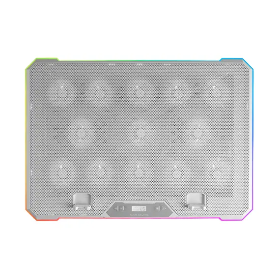 MARS GAMING MNBC13 ARGB - Suporte e Cooler para Notebook até 17'' com Ventoinhas e LCD - Branco