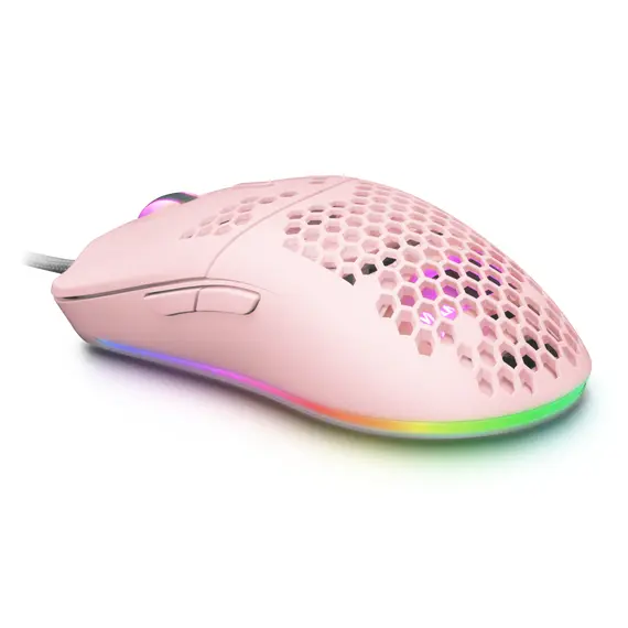 Mouse Mars Gaming MMAX 12400 DPI Ultraleight Feather Pink RGB - Loja BluePixel