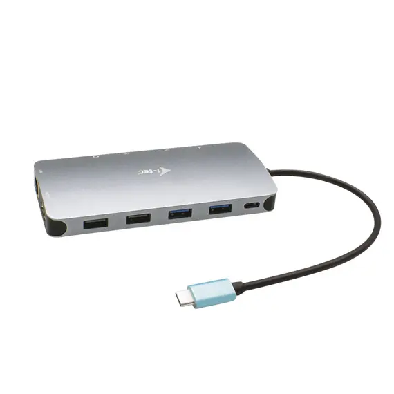 I-TEC USB-C Metal Nano Dock 2xDP, HDMI, LAN, Áudio, USB 3.1, 2xUSB 2.0, 100W PD - Loja BluePixel