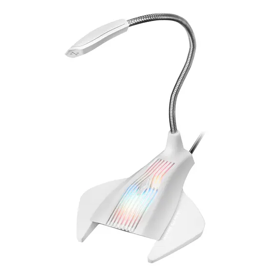 Microfone Mars Gaming MMIC RGB PRO USB com Mute, Flexível, Compatível com Windows, Mac e PS4 - Branco