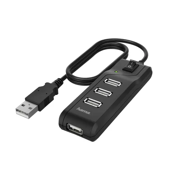 HAMA USB 2.0 Hub 4 Ports - Expansor de Conexões Rápido e Confiável | bluepixel.pt