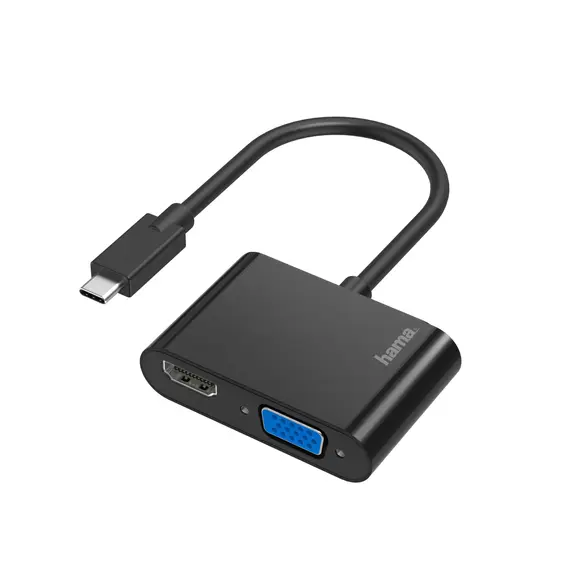 HAMA 2IN1 HUB ADAPTER USB-C para VGA & HDMI - Ultra HD 4K - Modelo 200313