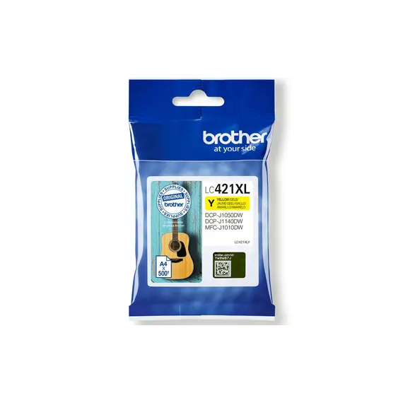 Tinteiro Brother LC421XLY Amarelo 500 Pág.