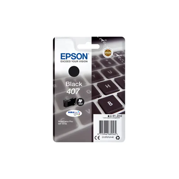 Tinteiro Epson 407 Preto C13T07U140 41,2ml 2600 Pág.