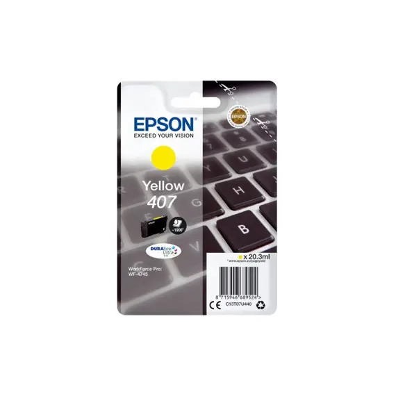 Tinteiro Epson 407 Amarelo C13T07U440 20,3ml 1900 Pág.