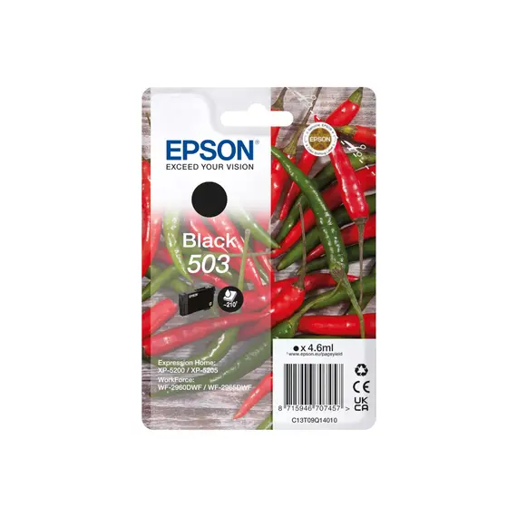 Tinteiro Epson 503 Preto C13T09Q14010 4,6ml 210 Pág.