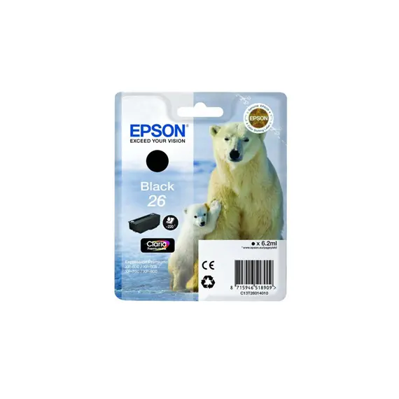 Tinteiro Epson 26 Preto C13T26014010 6,2ml 220 Pág.