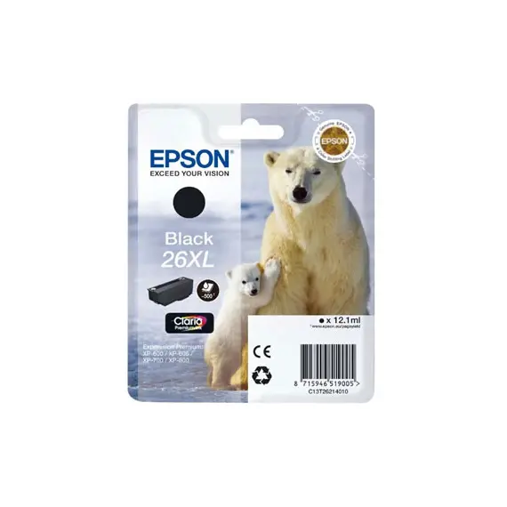 Tinteiro Epson 26XL Preto C13T26214010 12,1ml 500 Pág.
