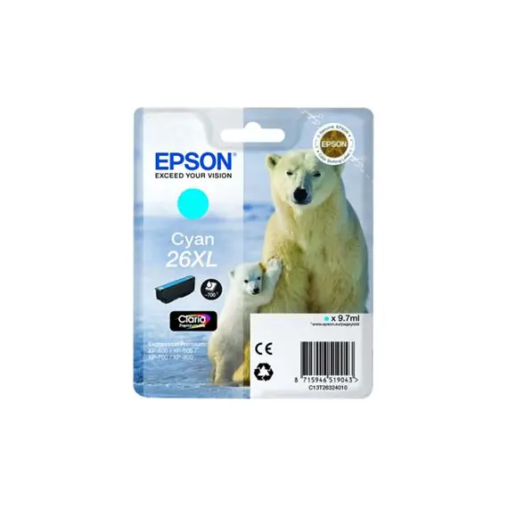 Tinteiro Epson 26XL Azul C13T26324010 9,7ml