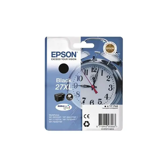 Tinteiro Epson 27XL Preto C13T27114010 17,7ml 1100 Pág.