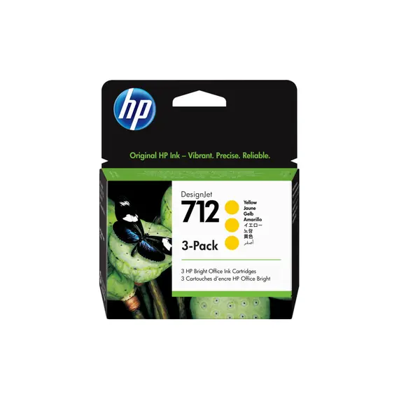 Pack Tinteiros HP 712 Amarelo 3ED79A 29ml 3un