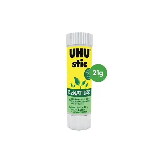 Cola Stick 21g UHU ReNATURE - Marca 464 | Colas ecológicas e resistentes para artesanato e reparações