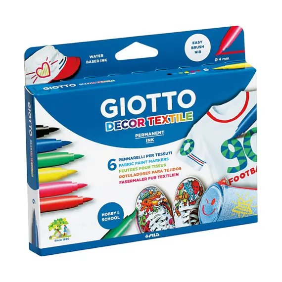 Marcador Tecidos Giotto Decor 6 Cores - Ideal para Decoração de Roupas e Tecidos | bluepixel.pt