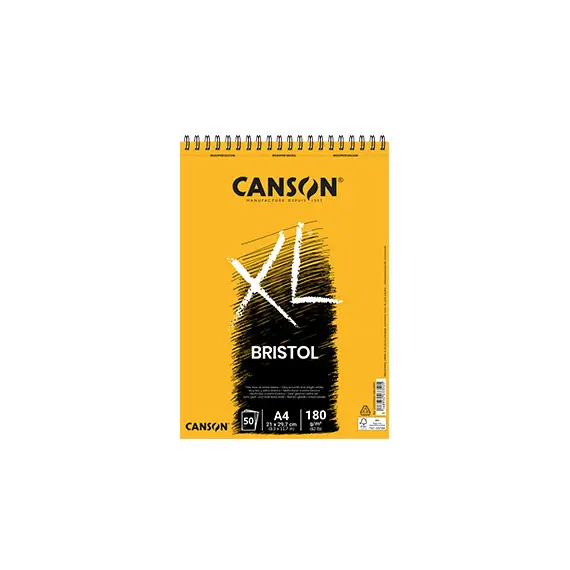 Bloco Espiralado Canson XL Bristol A4 180g - Papel de Alta Qualidade para Desenho | bluepixel.pt