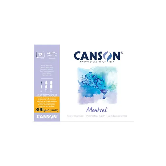 Bloco Colado Canson Montval 240x320mm 300g 12 Folhas - Material de Arte de Alta Qualidade