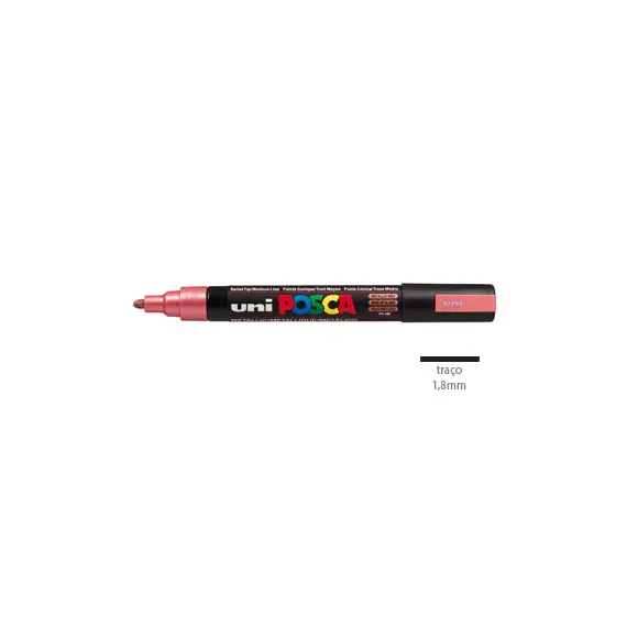 Marcador Uniball Posca PC-5M 1,8mm Vermelho Metal (M15) 1un