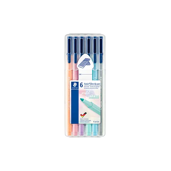 Marcador Feltro  06un Staedtler Triplus 323 Estojo Box Paste