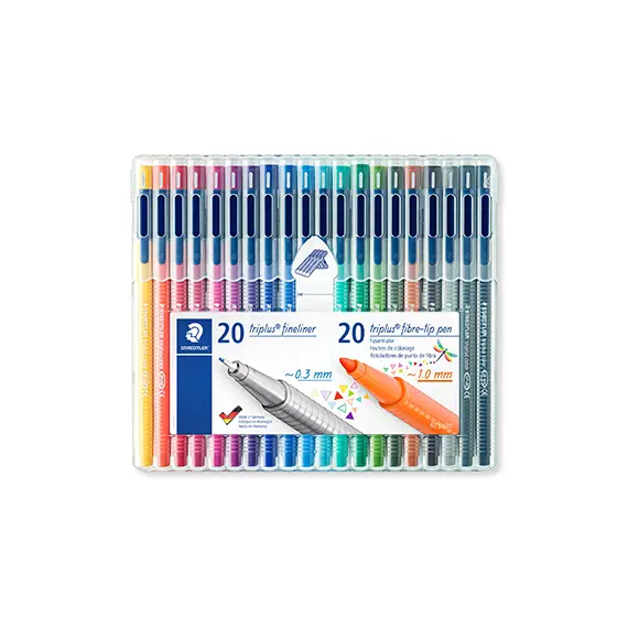 Marcador Fino Staedtler 20 Cores + Feltro Estojo 20+20un