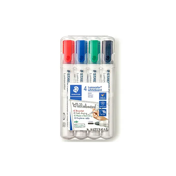 Marcador Quadros Brancos Lumocolor 351 WP 2mm 4 Cores 4un