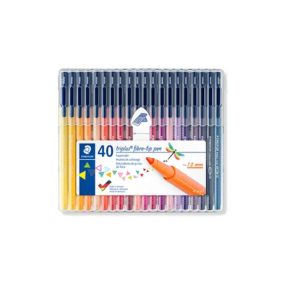 Marcador Feltro Staedtler Triplus 323 Estojo Box 40 Cores | Loja BluePixel