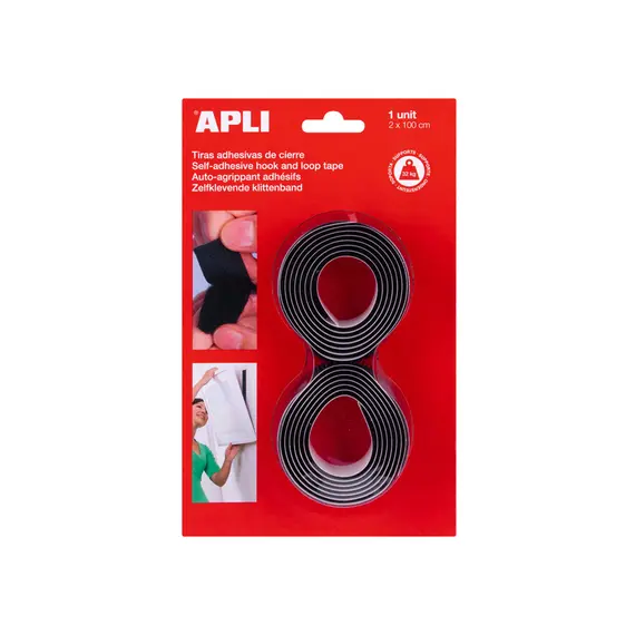Fitas Velcro 20mmx1m Apli Preto