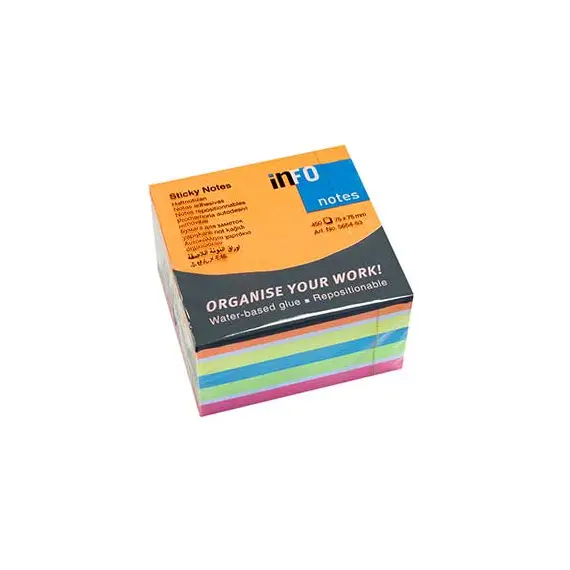 Bloco de Notas Aderentes 075x075mm 6 Cores Cubo - 450 Folhas | Loja BluePixel