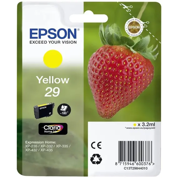 Tinteiro EPSON 29 Amarelo - Expression Home XP-255/257/352/355/452/455