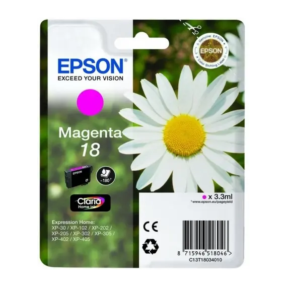 Tinteiro EPSON 18 Magenta + Alarme RF - XP-30/x02/x05/x12/x15/x22/x25